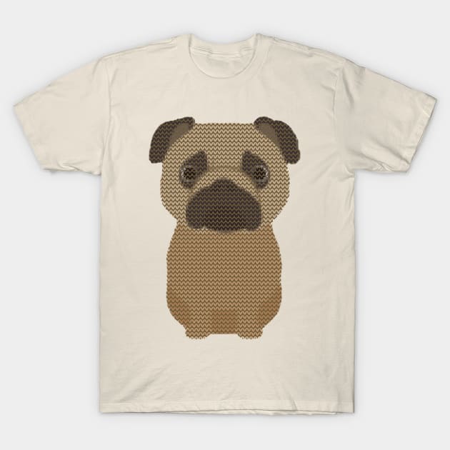 Pug Pugly Christmas Sweater Knit Pattern T-Shirt by DoggyStyles